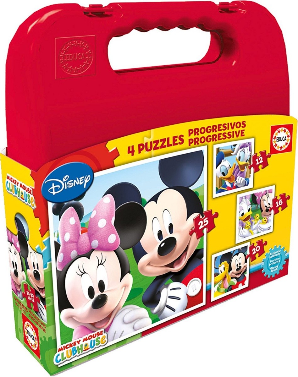 Puzzle w walizce 12+16+20+25 elementów Mickey Mouse Club House