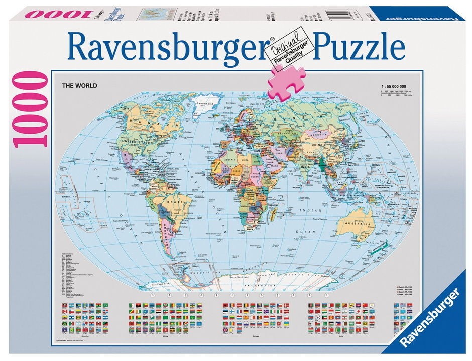 1000 ELEMENTÓW POLITYCZNA MAPA ŚWIATA PUZZLE