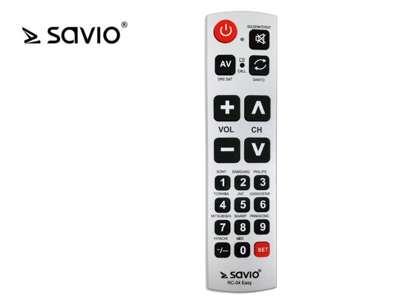 SAVIO RC-04 EASY Pilot uniwersalny do TV, duże przyciski