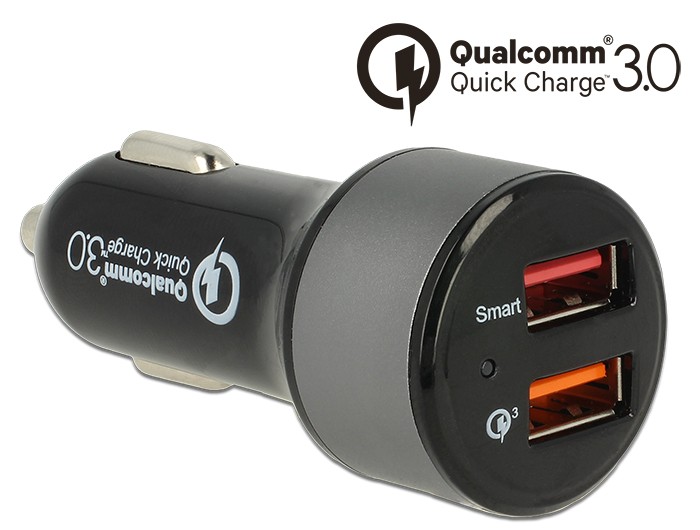 Ładowarka samochodowa 12V/24V 1xUSB Quick Charge 3.0 + 1xUSB 2.4A 