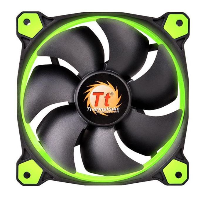 Wentylator Riing 12 LED Green (120mm, LNC, 1500 RPM) Retail/Box 