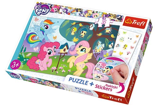 35 Elementów Puzzle + naklejki MLP Kucyki i ptasie drzewo