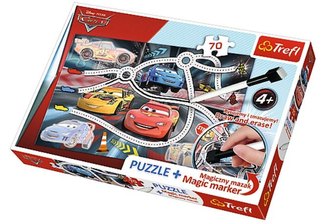 70 Elementów Puzzle + mazak Ekscytujący wyścig