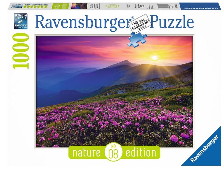 Puzzle 1000 elementów Górskie łąki w świcie