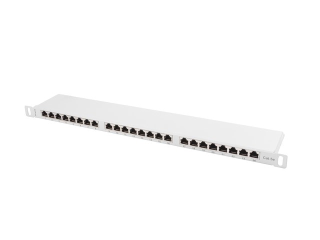 Patch Panel 24 Port 0.5U Kat.5E szary ekranowany 