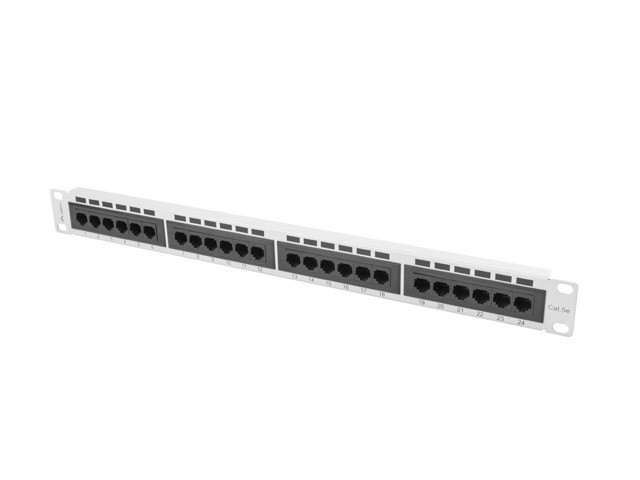 Patch Panel 24 Port 1U Kat.5E szary 