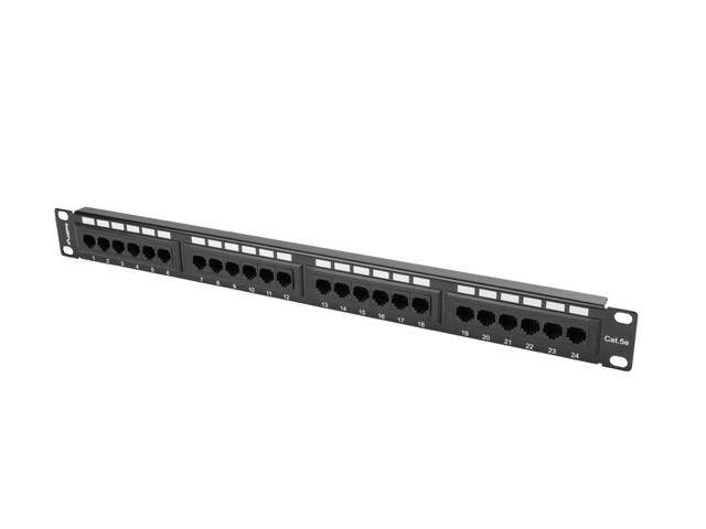 Patch Panel 24 Port 1U Kat.5E czarny 