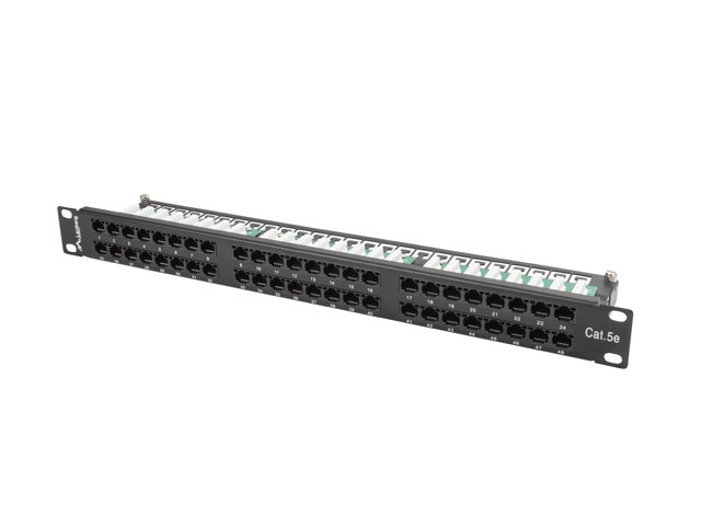 Patch Panel 48 Port 1U Kat.5E czarny 