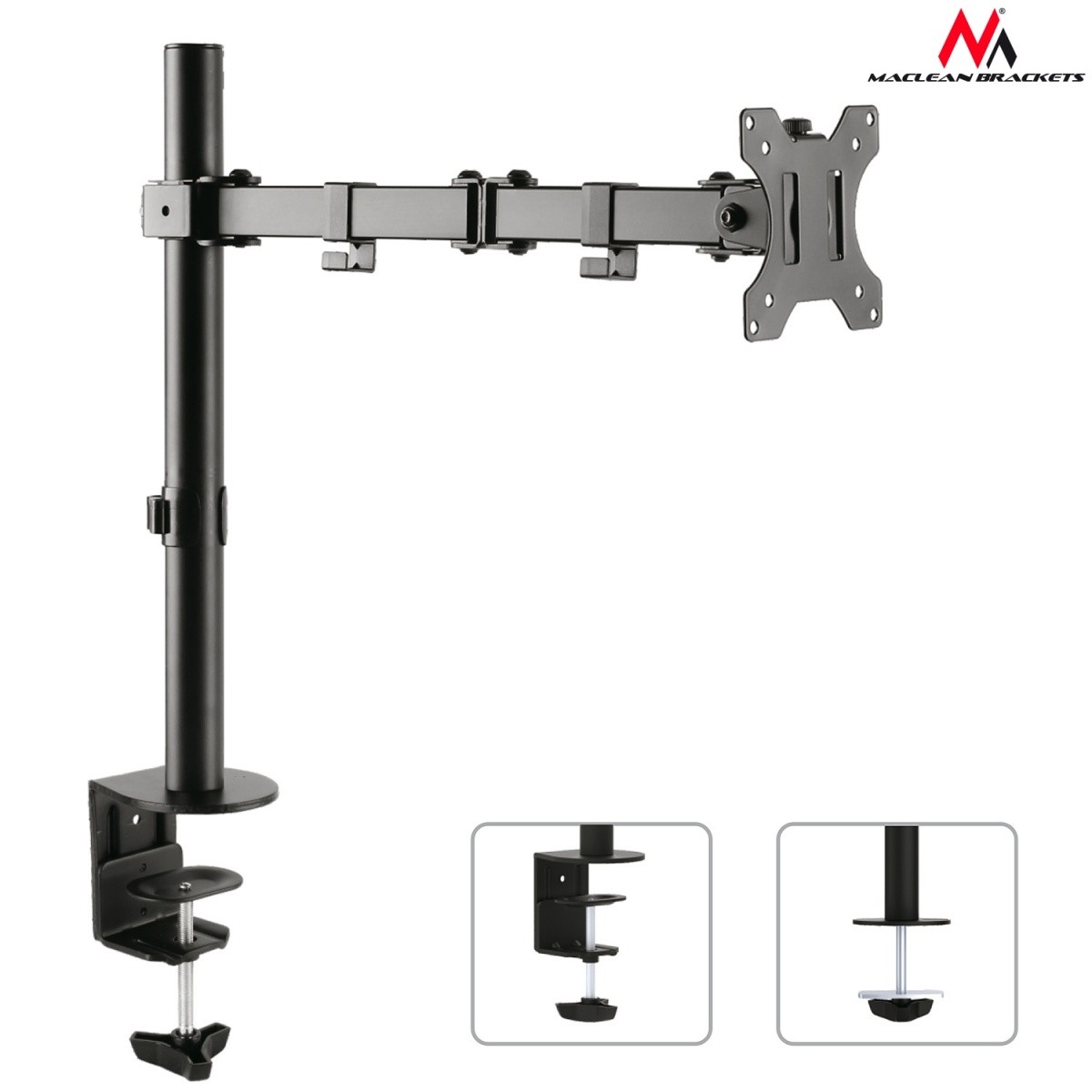 Uchwyt biurkowy do monitora LCD MC-753  13-32 cale 8kg vesa 75x75/100x100 Podwójne ramię