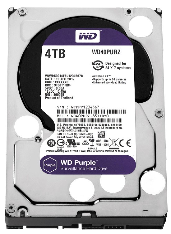 HDD Purple 4TB 3,5 64MB  SATAIII/5400rpm