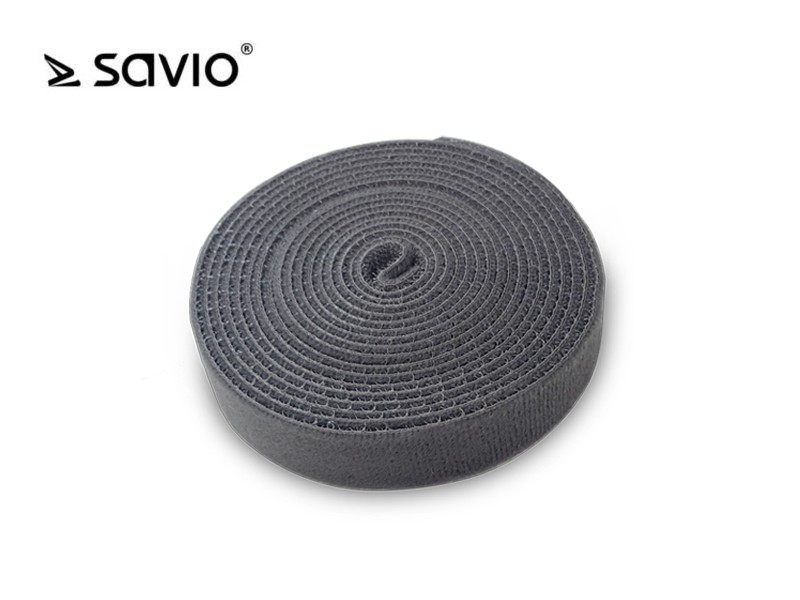 SAVORG-OC-04/G Organizer na kable, Taśma, Rzep, 3m x 20mm - szary