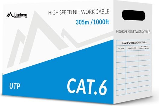 Kabel UTP Kat.6 CCA 305 m drut szary