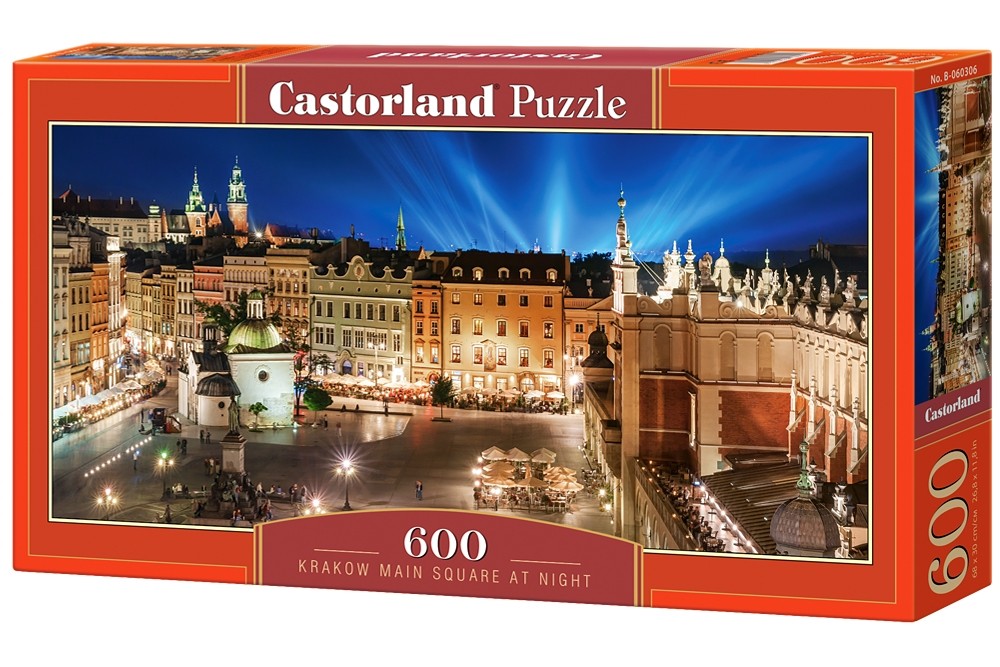 Puzzle 600 elementów, Rynek Krakowa nocą