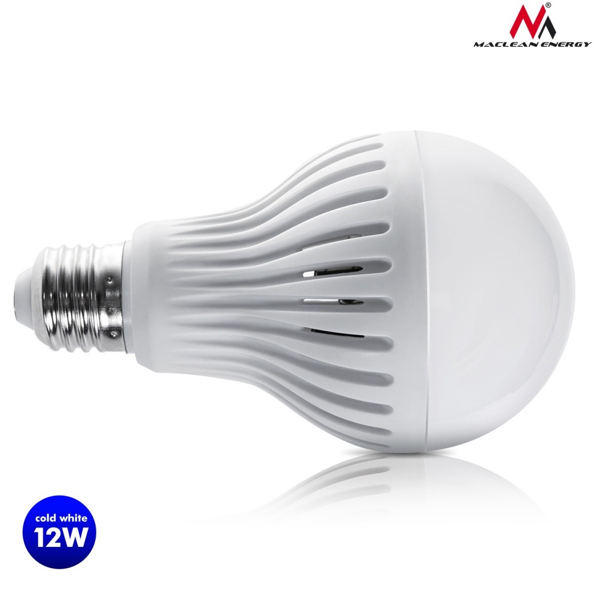 Żarówka LED E27 12W 230V Energy MCE176 CW zimna biała mikrofalowy czujnik ruchu i zmierzchu