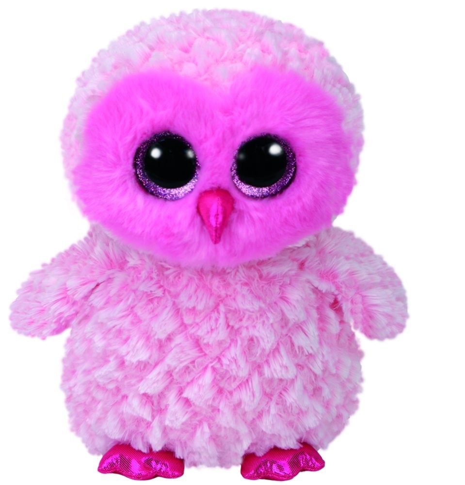 Maskotka TY Beanie Boos - różowa sowa Twiggy, 24 cm