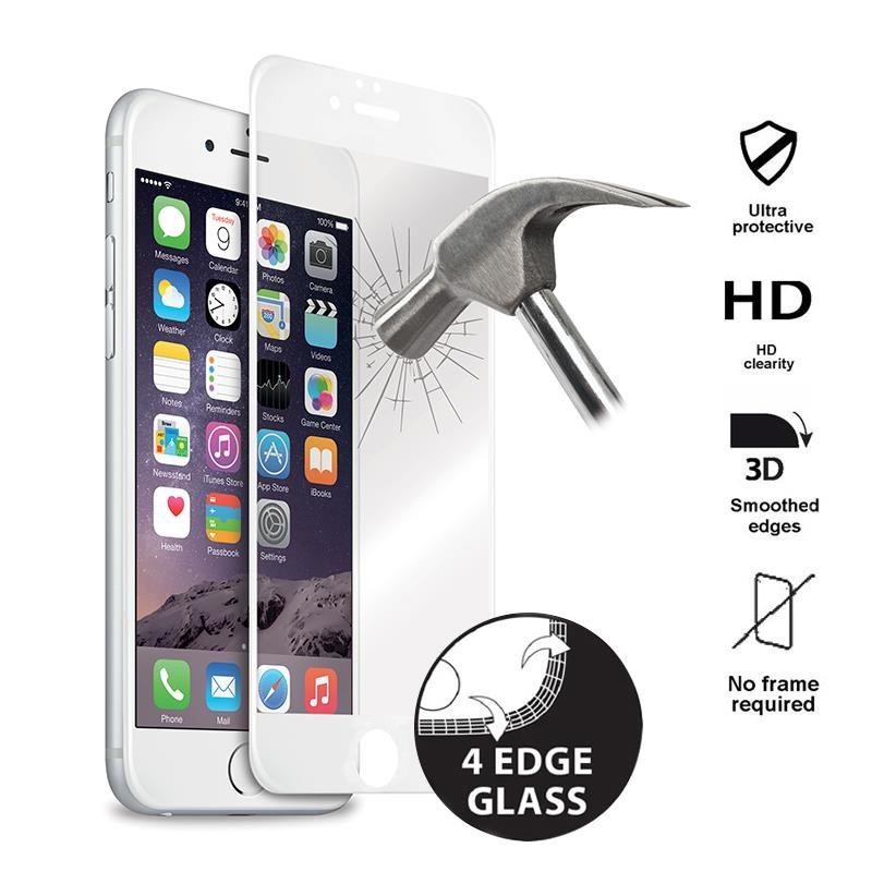 Premium Full Edge Tempered Glass - Szkło ochronne hartowane na ekran iPhone 8 / 7 / 6s / 6 (biała ramka)