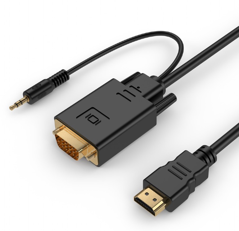 Konwerter HDMI do VGA mini Jack 10m czarny