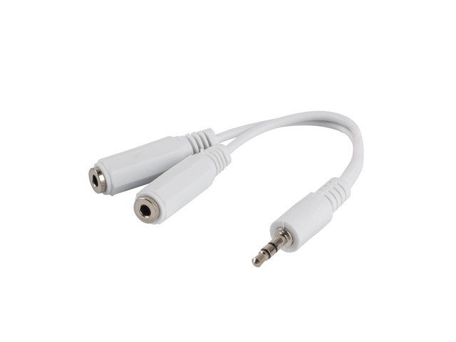 Adapter Jack (M) -> Jack (F)x2 10cm biały 