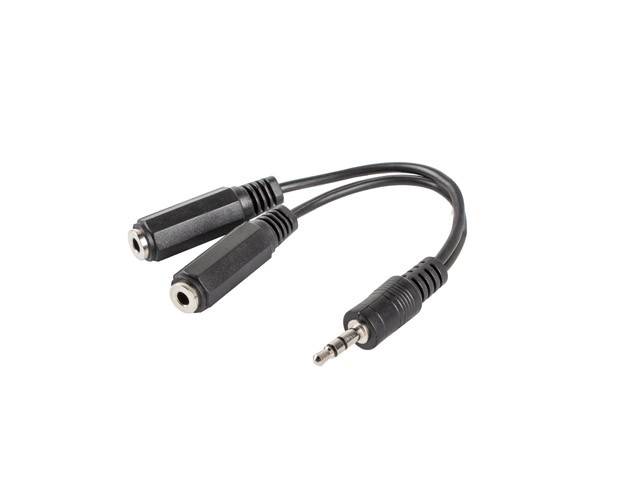 Adapter Jack (M) -> Jack (F)x2 10cm czarny 