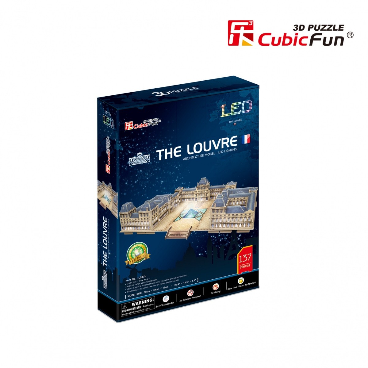 Puzzle 3D Palac Luwr LED 