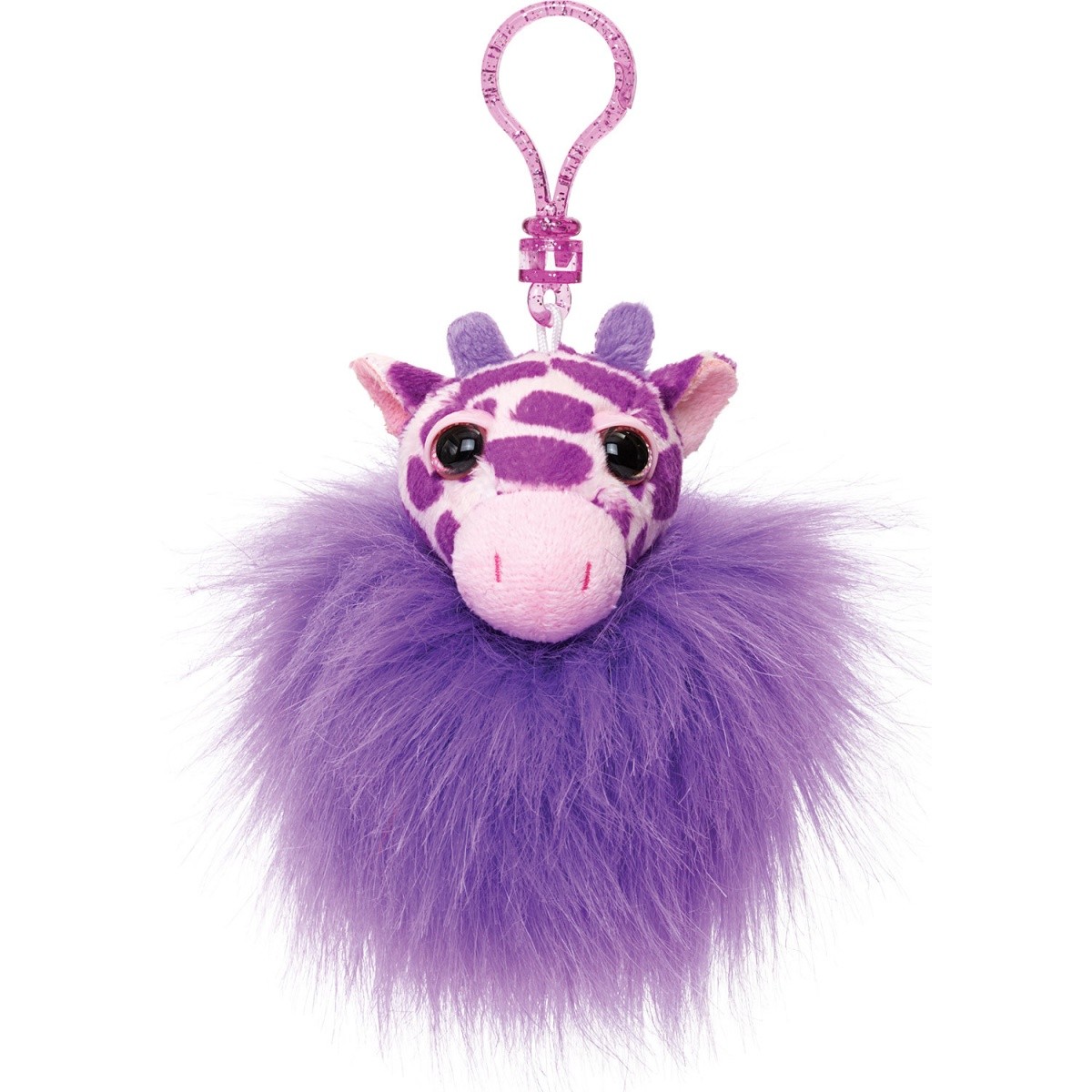 Pompon breloczek - fioletowa żyrafa