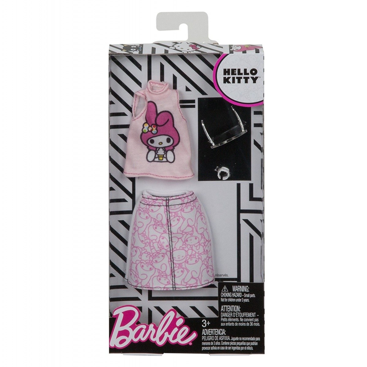 Ubranka z ulubieńcami Barbie Hello Kitty - Różowy zestaw + okulary słoneczne