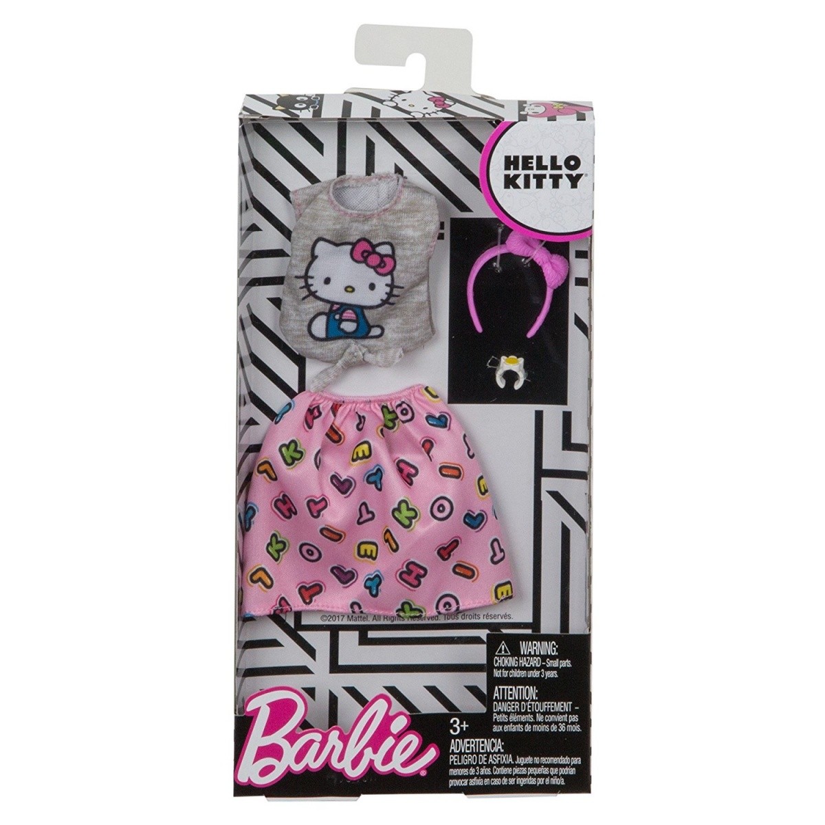 Ubranka z ulubieńcami, Barbie Hello Kitty - Top + różowa spódnica