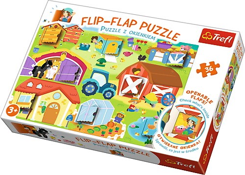 36 elementów Puzzle z okienkiem - Na farmie