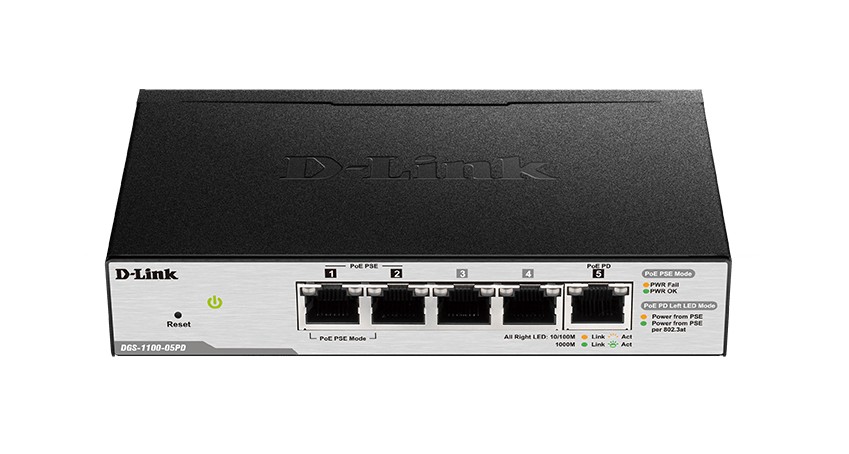 DGS-1100-05PD Switch Smart 5xGE (2xPoE) Zasilany z PoE