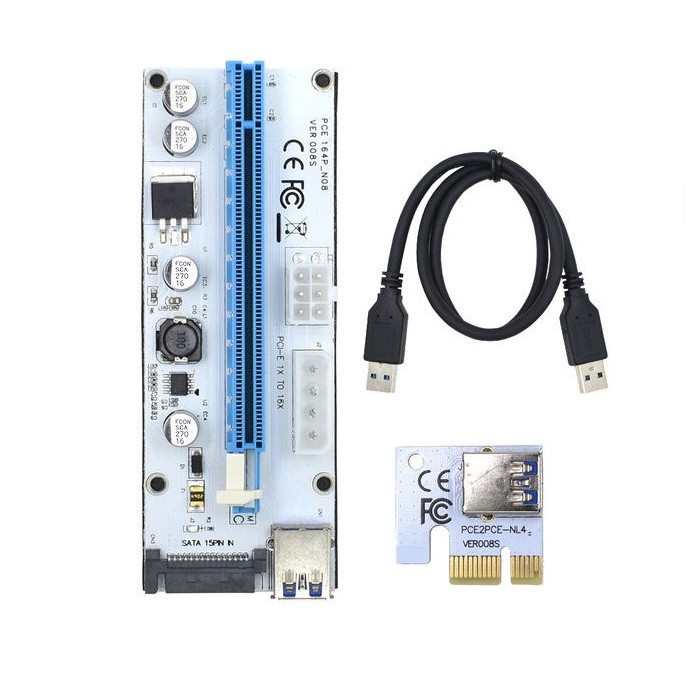 Riser PCi-E 1x-16x | USB 3.0 | uniwersalny | 008S | SATA/MOLEX/PCI-E 