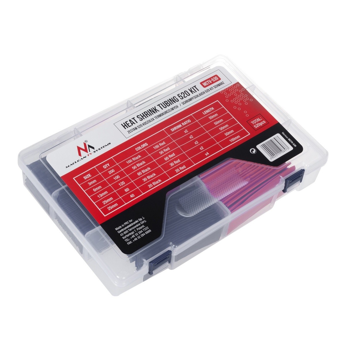 Zestaw koszulek 520 sztuk termokurczliwych MCTV530
