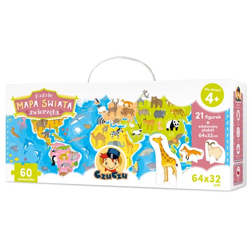 Puzzle Mapa świata, Zwierzęta figurki
