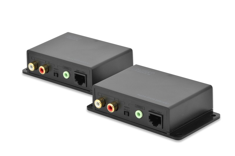 Przedłużacz/Extender Audio do 600m po Cat.5e UTP, 2 x Cinch, 1 x MiniJack (zestaw)