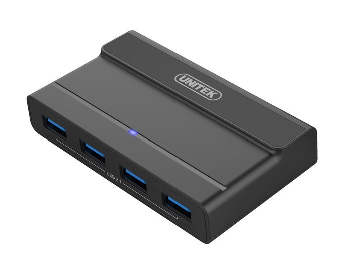 Hub 4xUSB 3.1 z zasilaczem, czarny; Y-HB08003