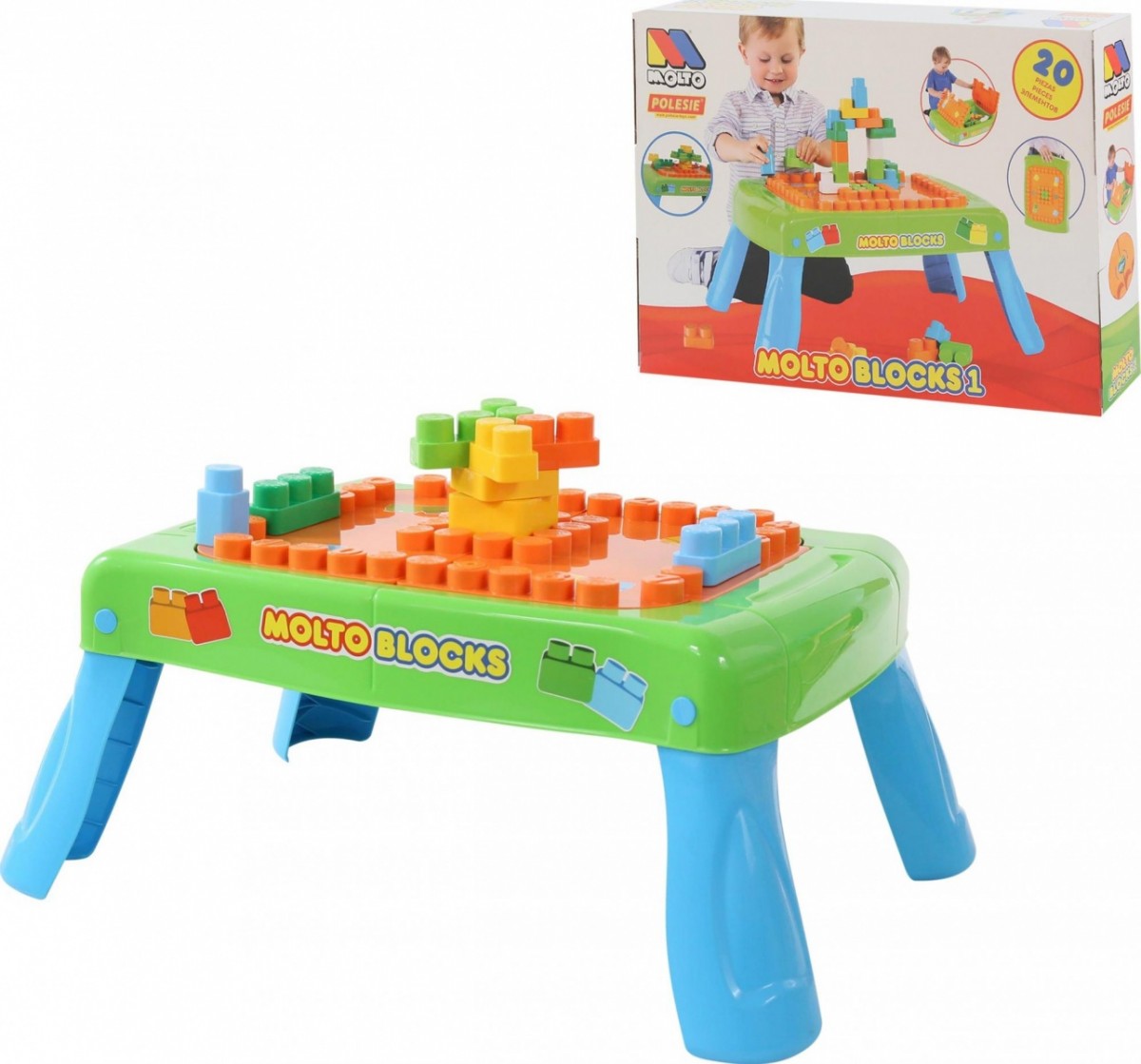 Stolik z klockami do zabawy 20 elementów