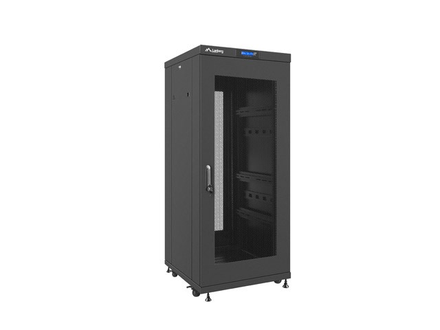 Szafa stojąca Rack 19 27U 600x600mm czarna (drzwi perforowane  LCD) 