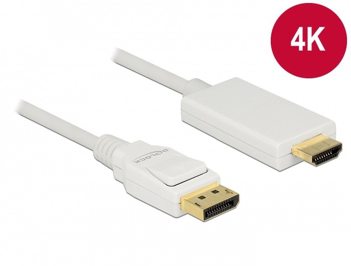Kabel DisplayPort v1.2A - HDMI M/M 4K 5M biały Premium 