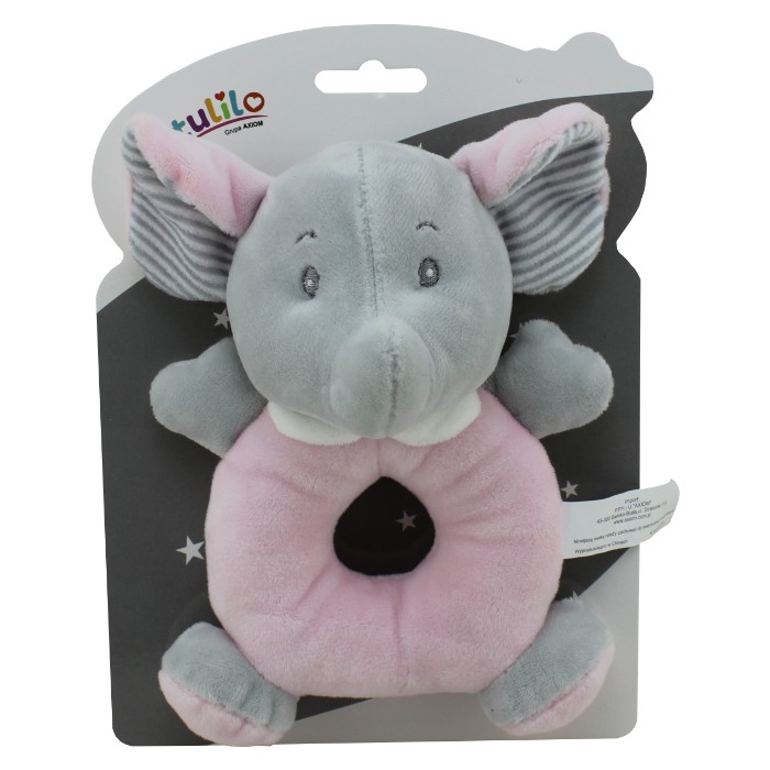 Grzechotka New Baby Słonik w kolorze różowym 18 cm