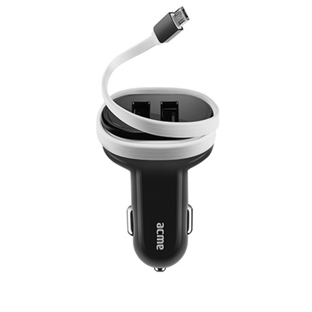 Ładowarka samochodowa CH106 2p/3,1A/15,5W + zawijany kabel MicroUSB