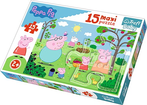 Puzzle Baby 15 elementów Maxi - Peppa w ogrodzie