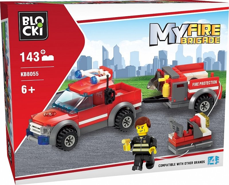 Klocki MyFireBrigade 143 elementy - Auto z przyczepą