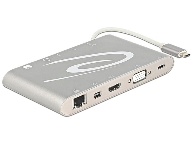 Replikator portów USB-C -> HDMI, 3x USB 3.0, Mic., Audio, LAN + zasilanie 