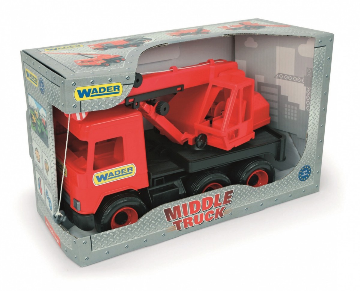 Dźwig czerwony 38 cm Middle Truck w kartonie