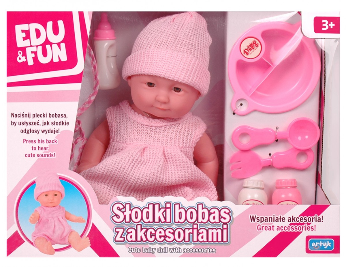 Lalka Bobas z akcesoriami EDU&FUN różowa