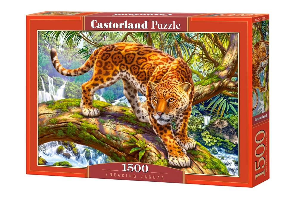 Puzzle 1500 elementów - Skradający się Jaguar