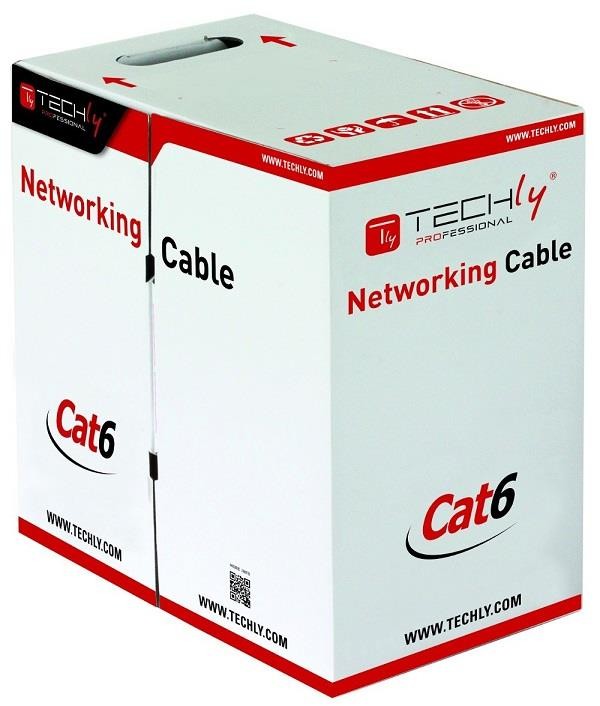 Kabel instalacyjny skrętka UTP Cat6 4x2 drut 100% miedź  305m szary 