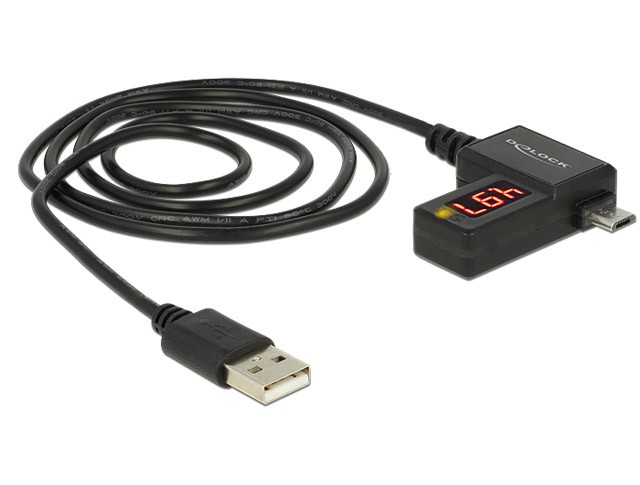 Kabel USB micro-B(M)->A(M) ze wskaźnikiem A/V 1m