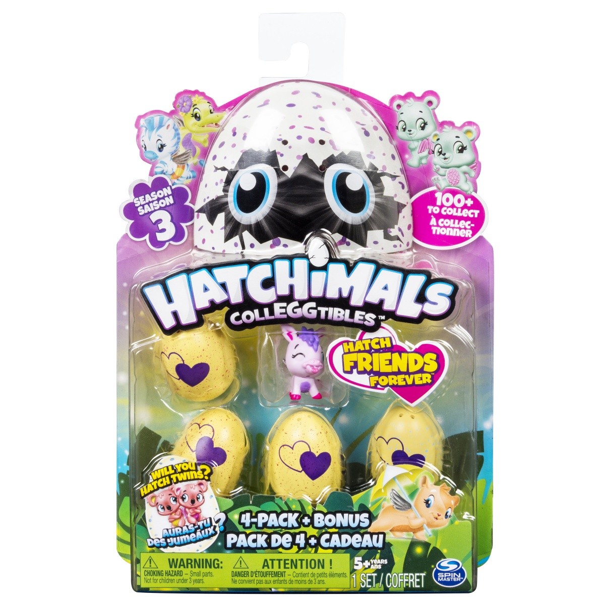 Figurki HATCHIMALS 4-pak Cztery jajka + bonus Seria 3