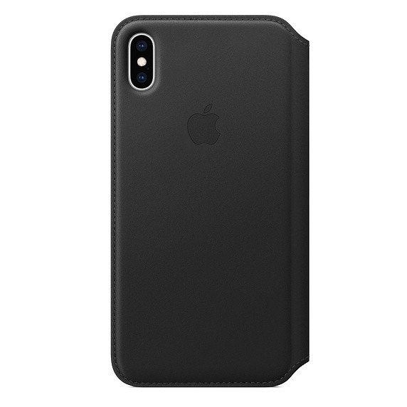 Skórzane etui folio iPhone XS Max - czarne