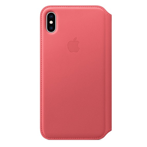 Skórzane etui folio iPhone XS Max - zgaszony róż